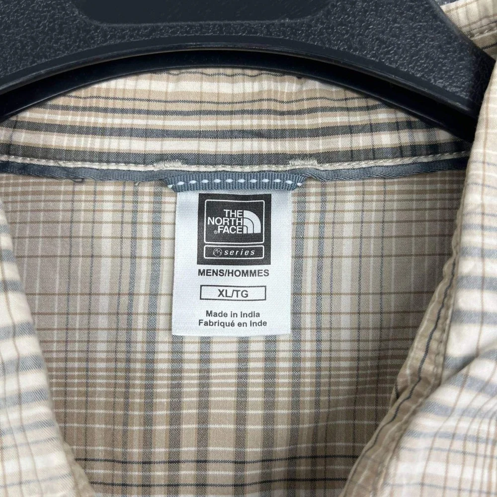 The North Face A5 Series Button Up Shirt Men XL Brown Plaid Cotton Long Sleeve